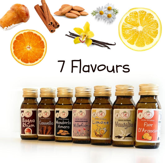 Aroma Naturale per Dolci Pasticceria - 7 Aromi Naturali Per Dolci, Torte e Biscotti - 7 Boccette Da 60ml Ciascuno - Ideale per Biscotti