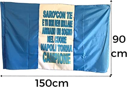Idee Regalo Tifoso del Napoli - Decorazione Legno Papà 18cm + Bandiera Napoli 90x150cm( Sarò con Te) + Cartolina Napoli in Omaggio by NARAMAKI