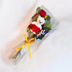 Baci Perugina Regalo Donna - Baci Perugina Tubo 37,5g + 3 Rose Rosse Artificiale + Decorazione Orsetto Polistirolo + Rametto di Mimosa-Compleanno