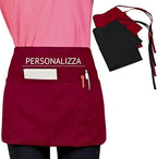20Tipici®"- Grembiule da Cucina in Vita Personalizzabile con Ricamo 56x37cm - 1 Grembiule da Cameriere Personalizzato con Nome/Frase a 3 Tasche - Unisex(Grembiule in vita)