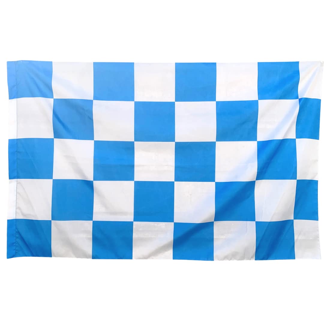 NARAMAKI Napoli Bandiera a Scacchi Bianco e Azzurri 90x150cm con Passante per Asta - Bandiera Italiana - Tifosi - Calcio
