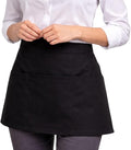 Grembiule Corto da Barista/cameriere Professionale, Nero, con 3 Tasche, 57x35 cm, per Camerieri e Ristoranti