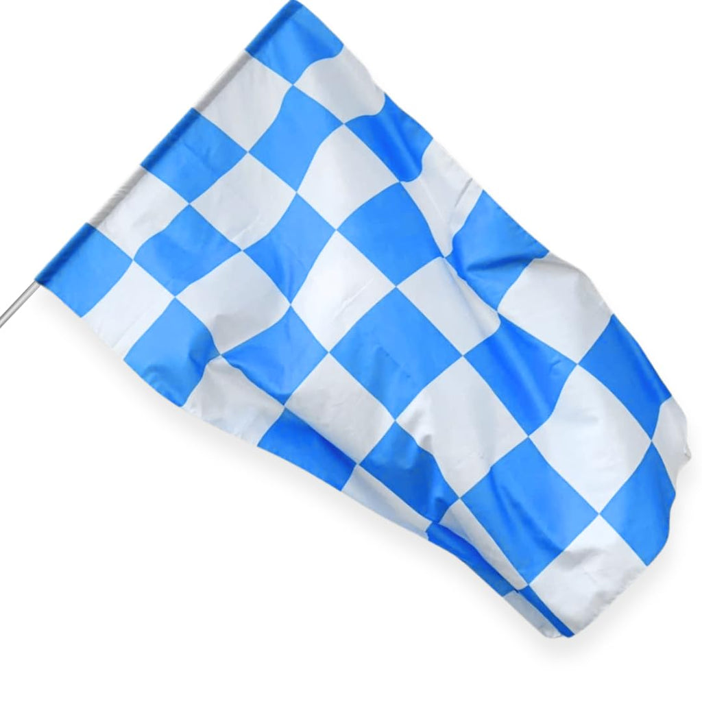NARAMAKI Napoli Bandiera a Scacchi Bianco e Azzurri 90x150cm con Passante per Asta - Bandiera Italiana - Tifosi - Calcio