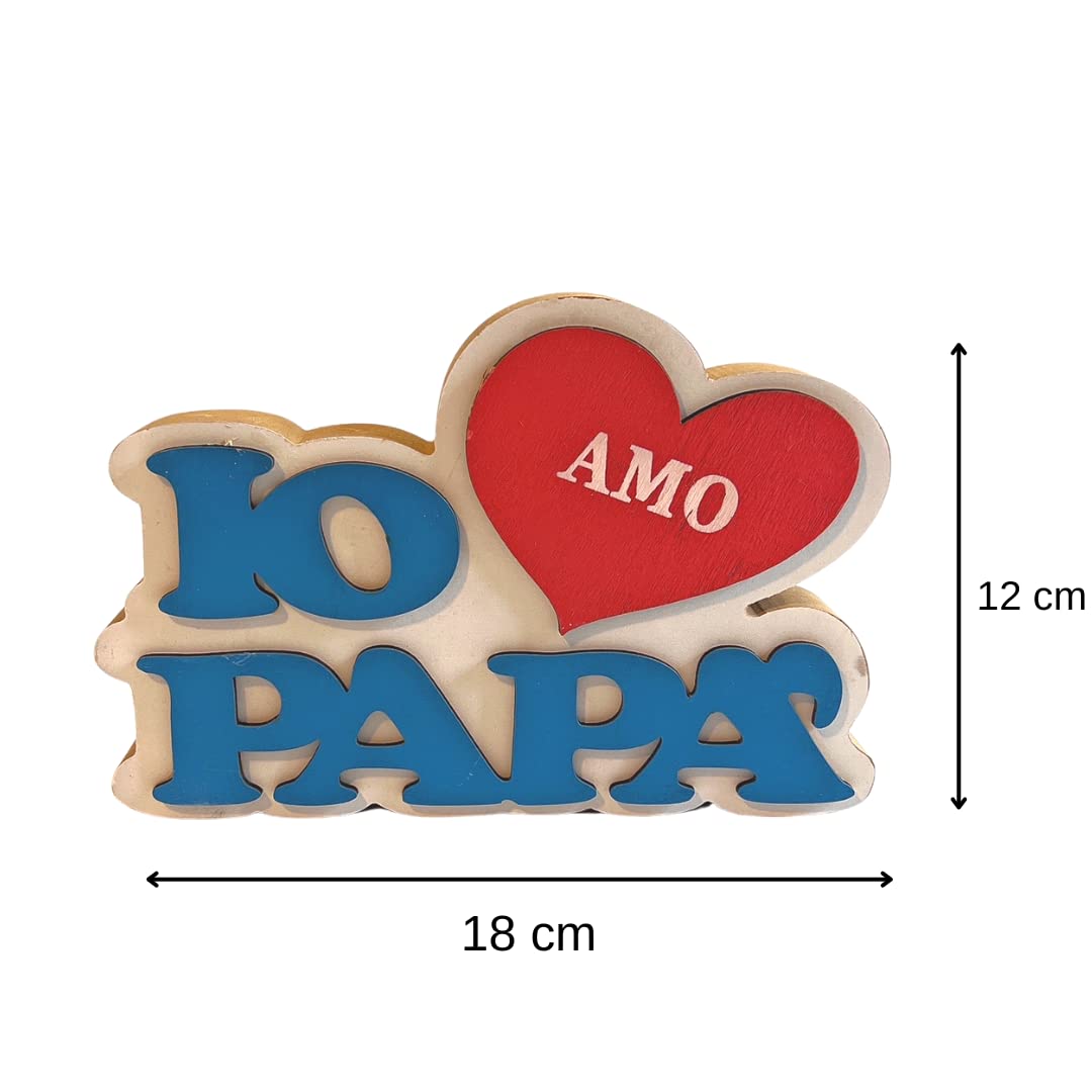 Idee Regalo Tifoso del Napoli - Decorazione Legno Papà 18cm + Bandiera Napoli 90x150cm( Sarò con Te) + Cartolina Napoli in Omaggio by NARAMAKI