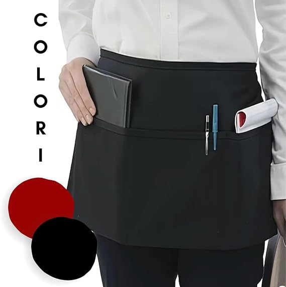 20Tipici®"- Grembiule da Cucina in Vita Personalizzabile con Ricamo 56x37cm - 1 Grembiule da Cameriere Personalizzato con Nome/Frase a 3 Tasche - Unisex(Grembiule in vita)