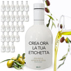 Olio Extravergine Di Oliva Italiano  Estratto a Freddo Coratina - Personalizzato con Logo - 24 Bottiglie Design Moderno di vetro per 500ml
