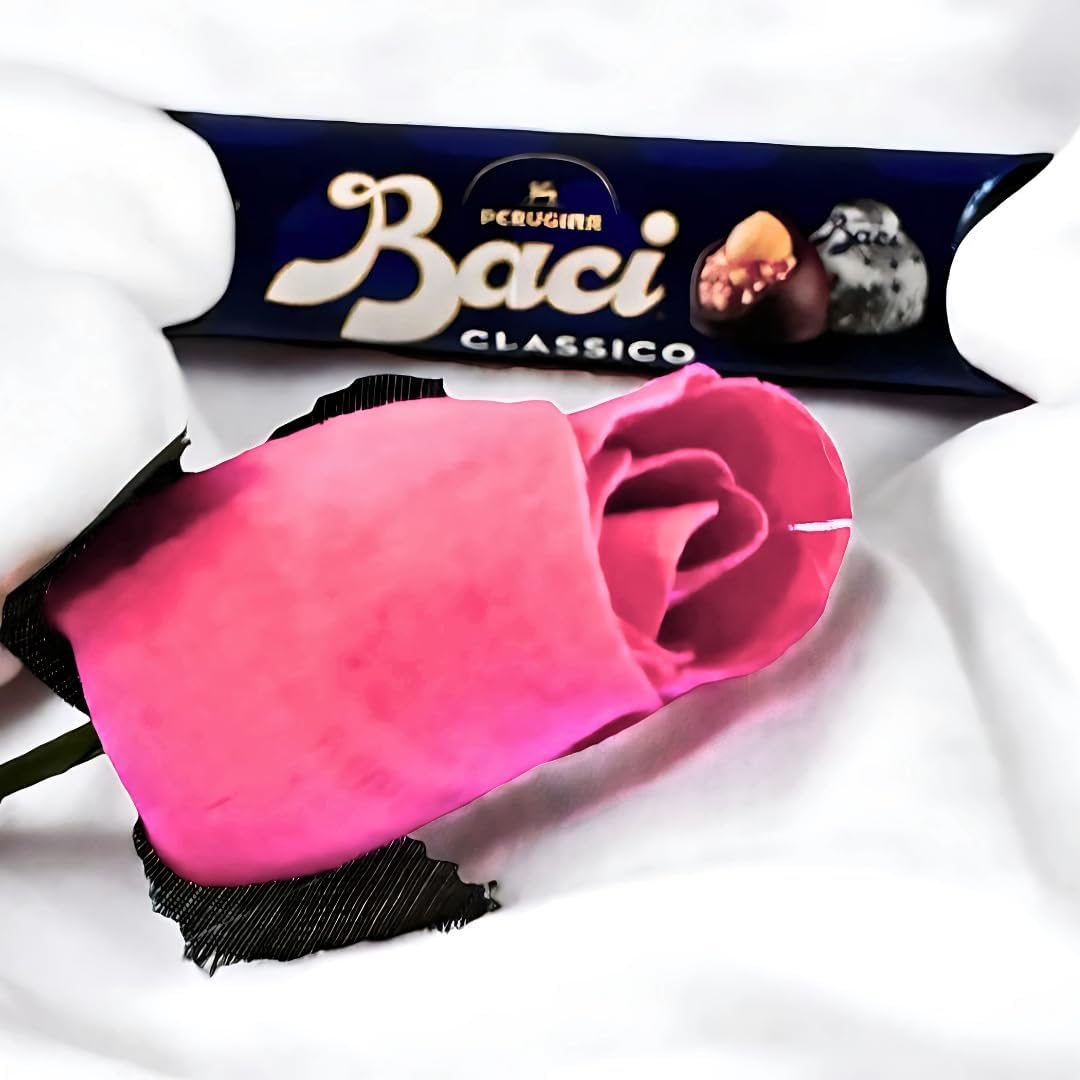 Baci Perugina IdeeRegalo Festa della Mamma 2025 - Tubo Cioccolatini Fondenti 37,5gr + Bocciolo Rosa Petali In Legno|Regalo Uomo|Donna (Rosa) Visita lo Store di NARAMAKI
