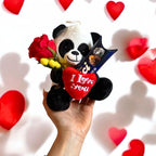 dea Regalo Maestre - 37,5gr Baci Perugina + Peluche Panda 15cm + Ramo di Mimosa con Rosa Rossa Artificiale | Pasqua 2025 (CLASSICO TUBINO)