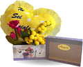 - Scatola Regalo Floreale + Mimose Finte + Cuscino a Cuore "Tu Sei Speciale" + Omaggio Calamita Fiori - Regalo Donna/Amica, Compleanno