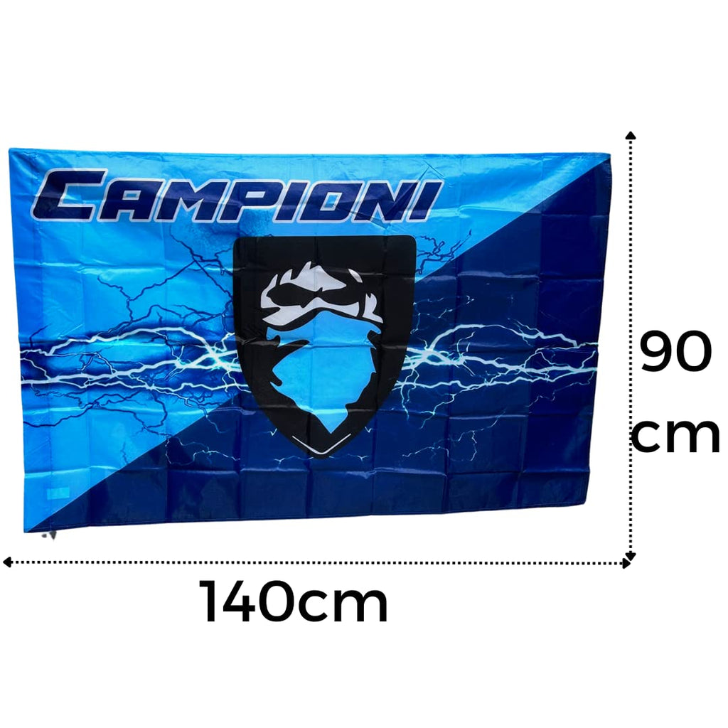 Bandiera 90x140cm 100% Poliestere Tifo- Azzurri Campioni Scudetto Napoli