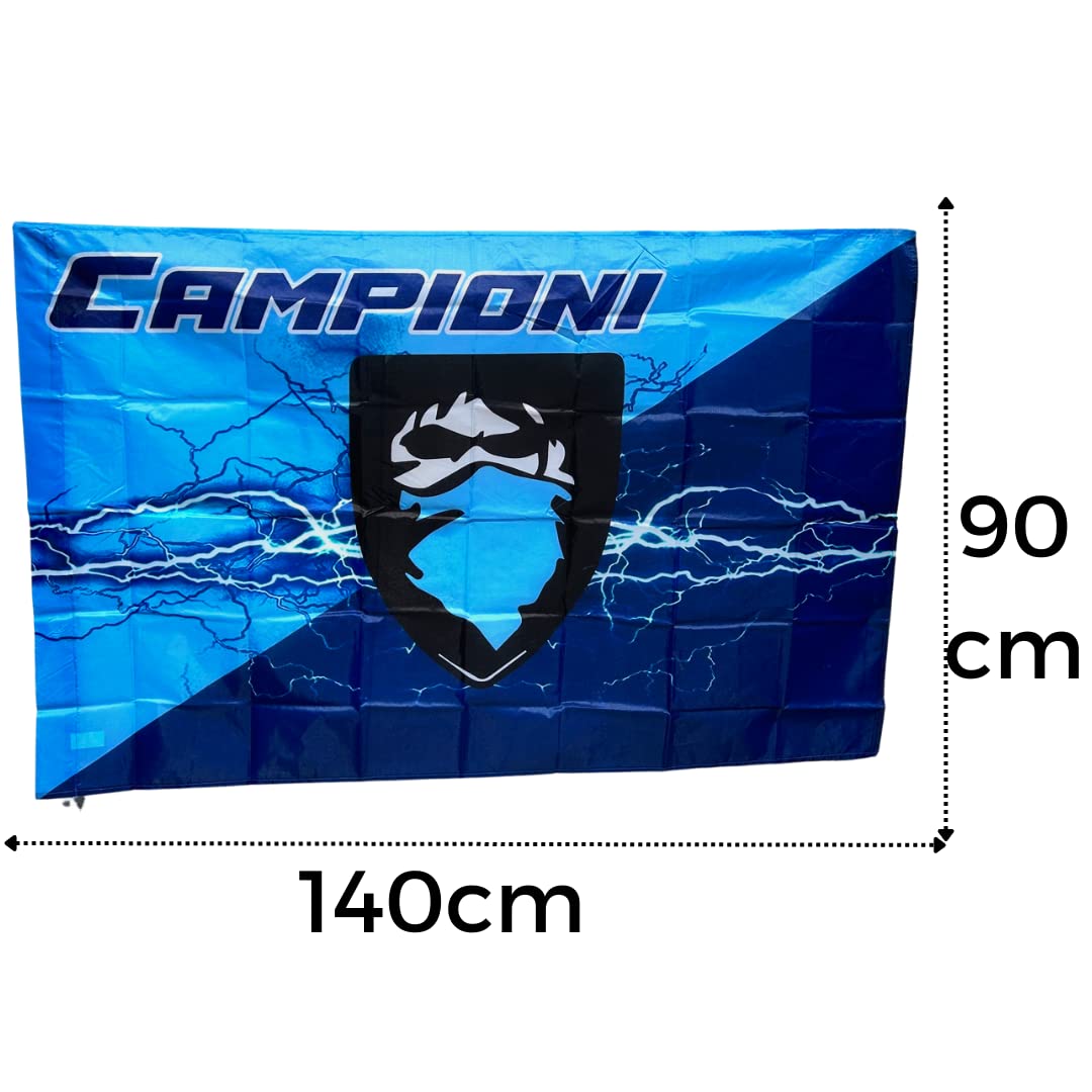 Bandiera 90x140cm 100% Poliestere Tifo- Azzurri Campioni Scudetto Napoli