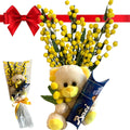NARAMAKI Idea Regalo- Peluche Mimosa 16cm + Baci Perugina 37,5gr + Rami Mimose - Regalo per Lei (PELUCHE + MIMOSE)