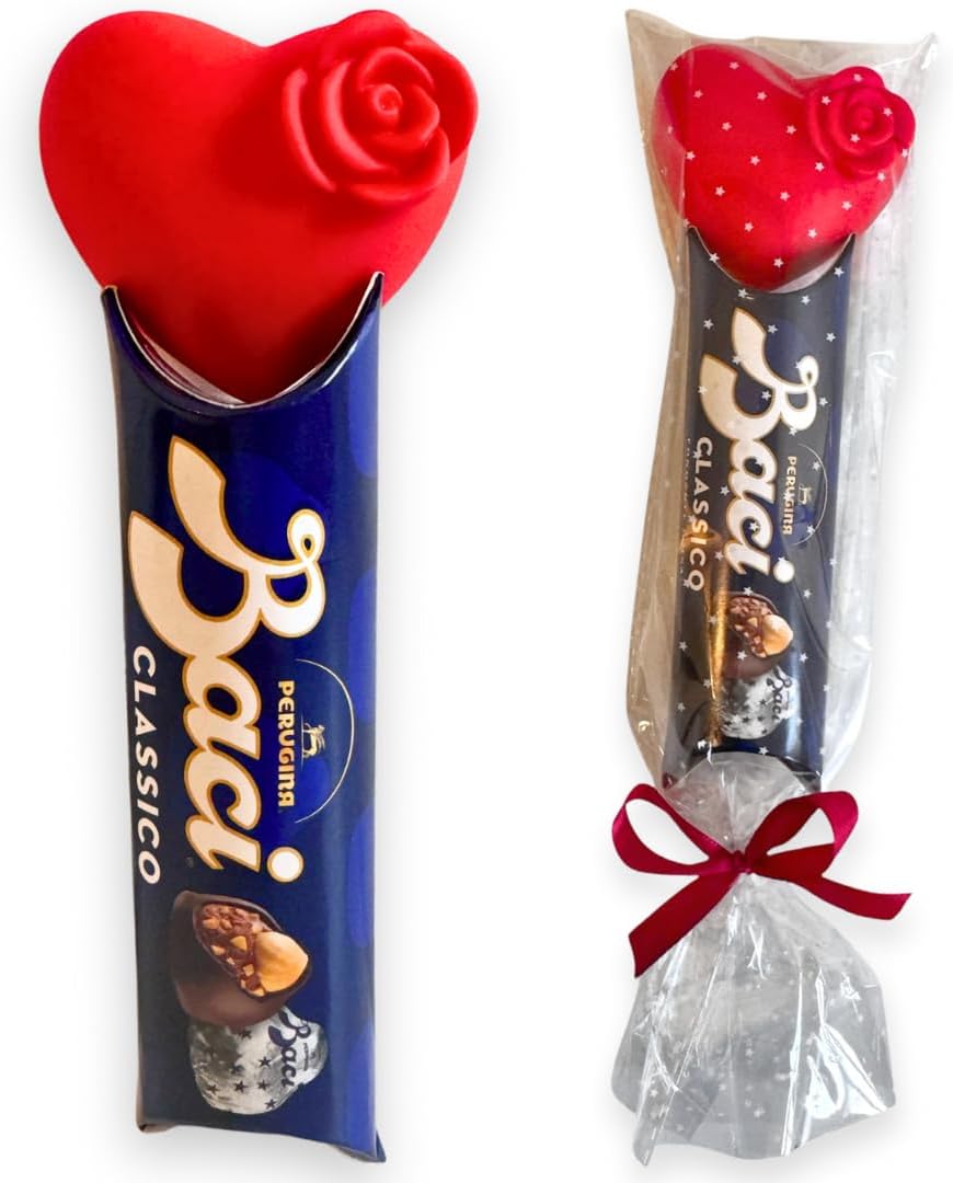 Baci Perugina Idee Regalo Fidanzata e Fidanzato - Baci Perugina 37,5gr + Cuore Luminoso 6cm - Regalo Uomo e Donna