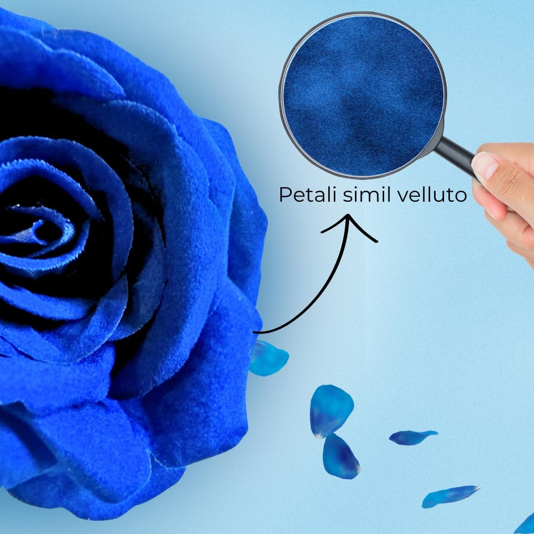 NARAMAKI Baci Perugina Regalo Festa della Mamma 2025 - Bouquet con Baci Perugina 37,5g + Rosa Eterna Blu Velluto a Gambo Lungo