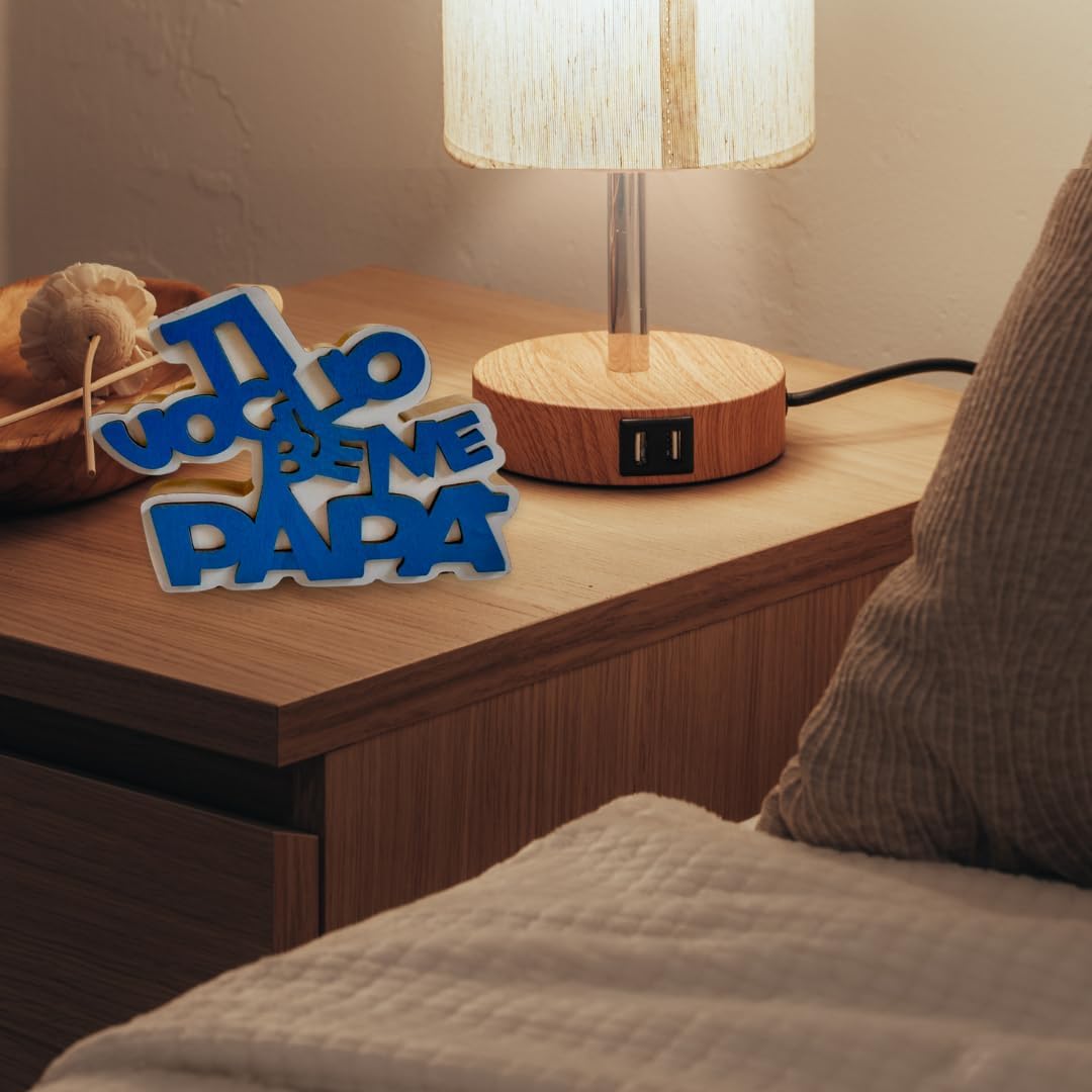 NARAMAKI® Baci Perugina Idee Regalo Compleanno Papà - 37,5g Baci Perugina + Scritta in Legno "Ti voglio bene Papà" 18cm + Rosa Bianca - Regalo Uomo|Papà|