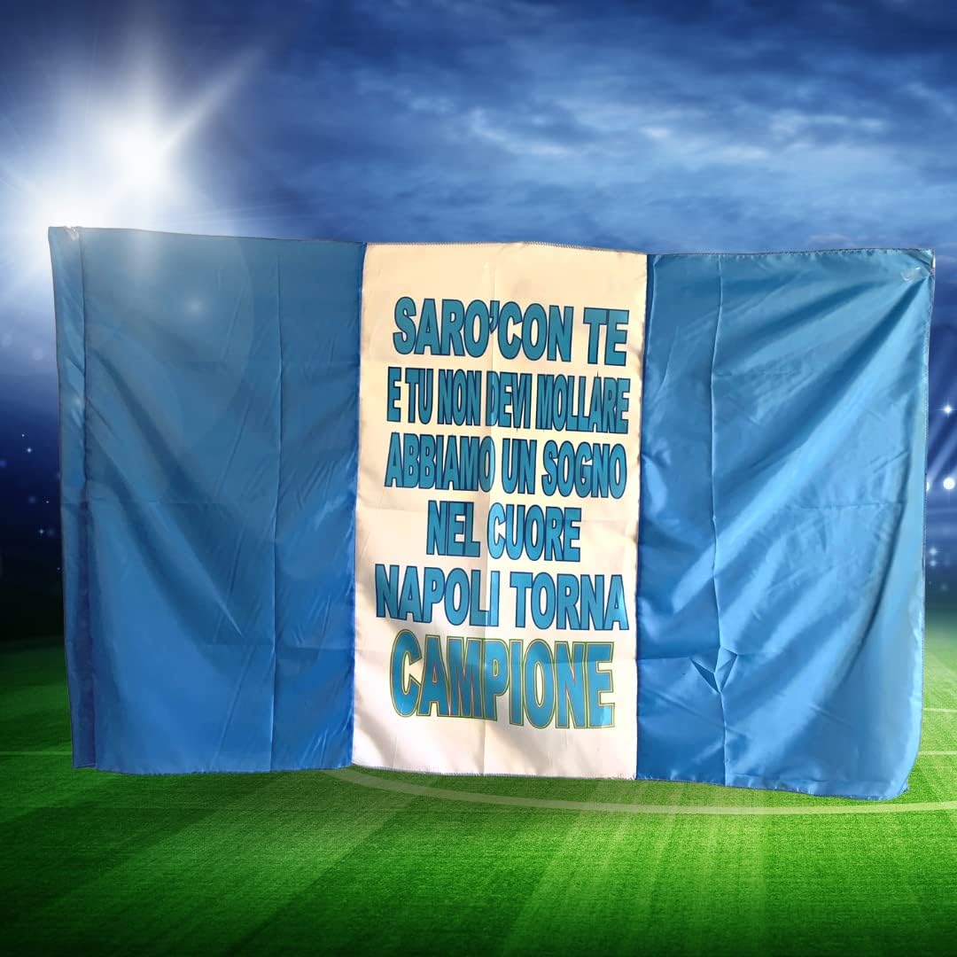 NARAMAKI Bandiera del Napoli 90x150con Passante per Asta - Ideale per Tifoseria di Calcio (Bandiera con Te)