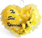 NARAMAKI® Idea Regalo Maestre - Cuscino a Cuore Giallo Appendibile con Scritta Tu Sei Speciale 20cm - Confezione Regalo Donna|Amica|Uomo