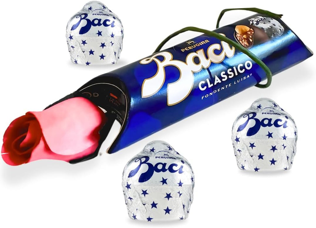 Baci Perugina IdeeRegalo Festa della Mamma 2025 - Tubo Cioccolatini Fondenti 37,5gr + Bocciolo Rosa Petali In Legno|Regalo Uomo|Donna (Rosa) Visita lo Store di NARAMAKI