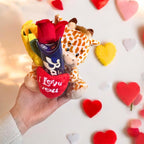 Idea Regalo Maestre - Peluche Giraffa15cm + 37,5gr Baci Perugina + Rosa Rossa + Bouquet di Mimosa - Regalo Uomo|Donna|Mamma