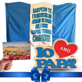 Idee Regalo Tifoso del Napoli - Decorazione Legno Papà 18cm + Bandiera Napoli 90x150cm( Sarò con Te) + Cartolina Napoli in Omaggio by NARAMAKI