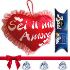 Baci Perugina Regalo Fidanzata - Fidanzato - Cuscino a Cuore Personalizzato con Scritta "Sei il mio amore" + 37,5gr Cioccolatini Baci Perugina - Regalo Uomo|Donna