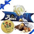 NARAMAKI® Baci Perugina Regalo Pasqua 2025-37,5gr Baci Perugina Classico + Calamita "Ti amo Papà" 7 cm + Rosa Bianca Artificiale- Regalo Uomo|Papà|Compleanno