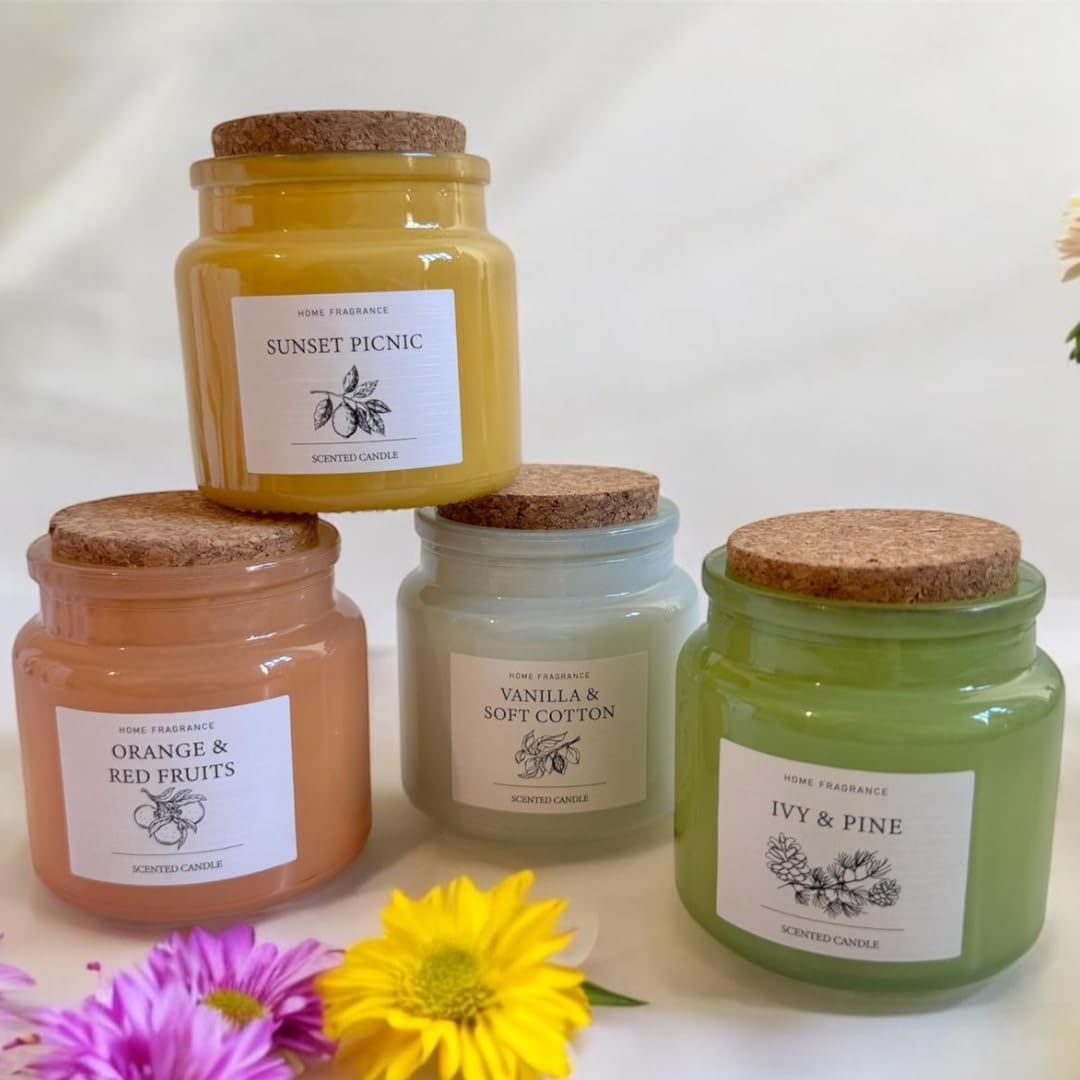NARAMAKI® Idea Regalo per la Donna - Sacchetto Regalo con Candela Profumata per Ambienti in Vaso di Vetro + Bouquet - Regalini Fine Festa - Aromi| Essenze -Compleanno|Amica|Nonna|Mamma