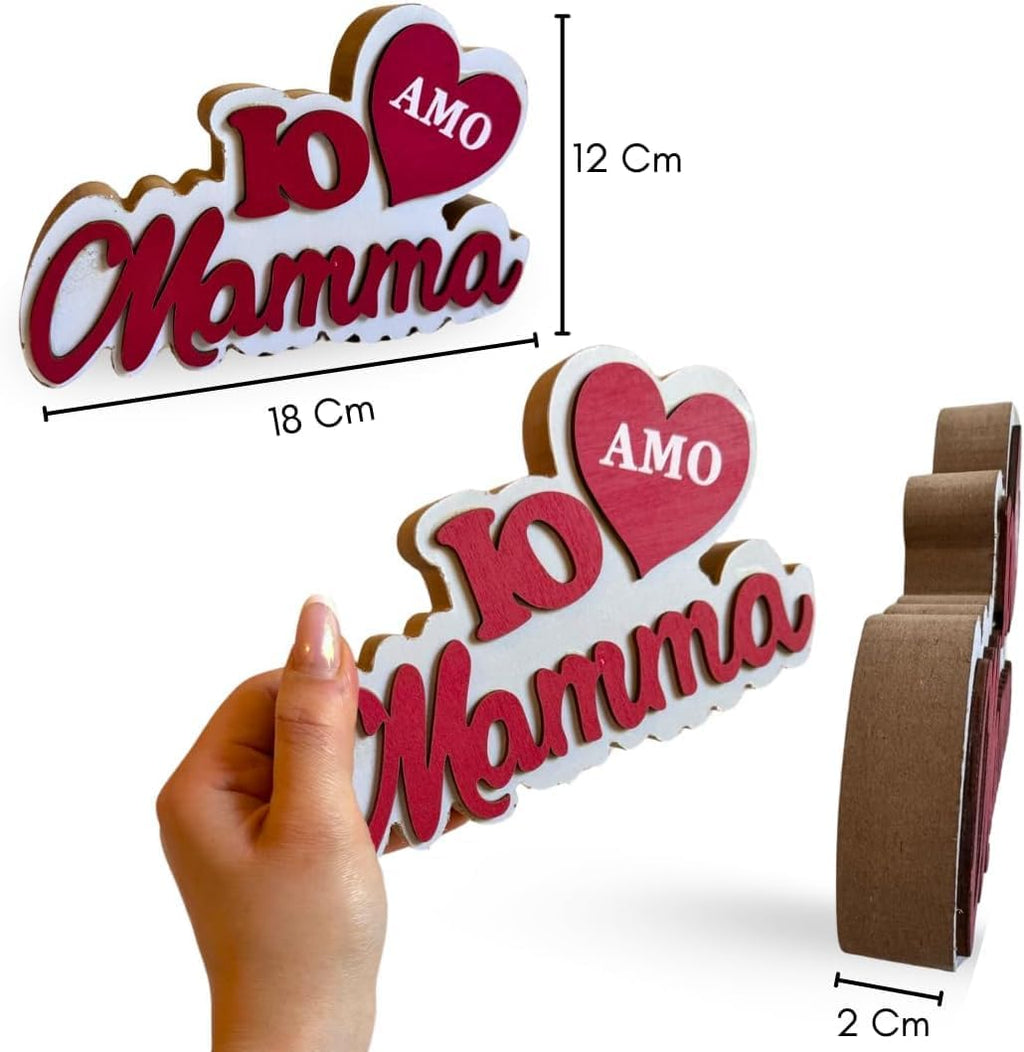 Baci Perugina Regalo Festa Della Mamma 2025 - Baci Perugina 37,5gr + Scritta in Legno Mamma 18cm + Rosa Rossa Artificiale - Idea Regalo Per Lei