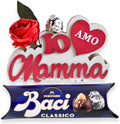 Baci Perugina Regalo Festa Della Mamma 2025 - Baci Perugina 37,5gr + Scritta in Legno Mamma 18cm + Rosa Rossa Artificiale - Idea Regalo Per Lei
