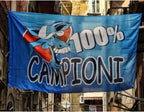 NARAMAKI Bandiera Napoli 100% Campioni - Bandiera 90x140 cm - con Passante per Asta