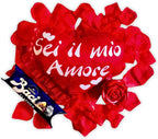 NARAMAKI® Idea Regalo Fidanzata e Fidanzato - 37,5gr Baci Perugina + Cuscino a Cuore Sei il mio amore + Rosa Luminosa - Regalo Donna |Uomo