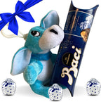Portachiavi Napoli Regalo Compleanno - Tubino Baci Perugina 37,5gr + Mini Peluche Asino Tremolino 12 cm