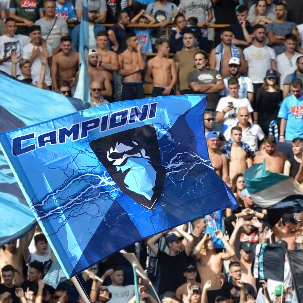 Bandiera 90x140cm 100% Poliestere Tifo- Azzurri Campioni Scudetto Napoli