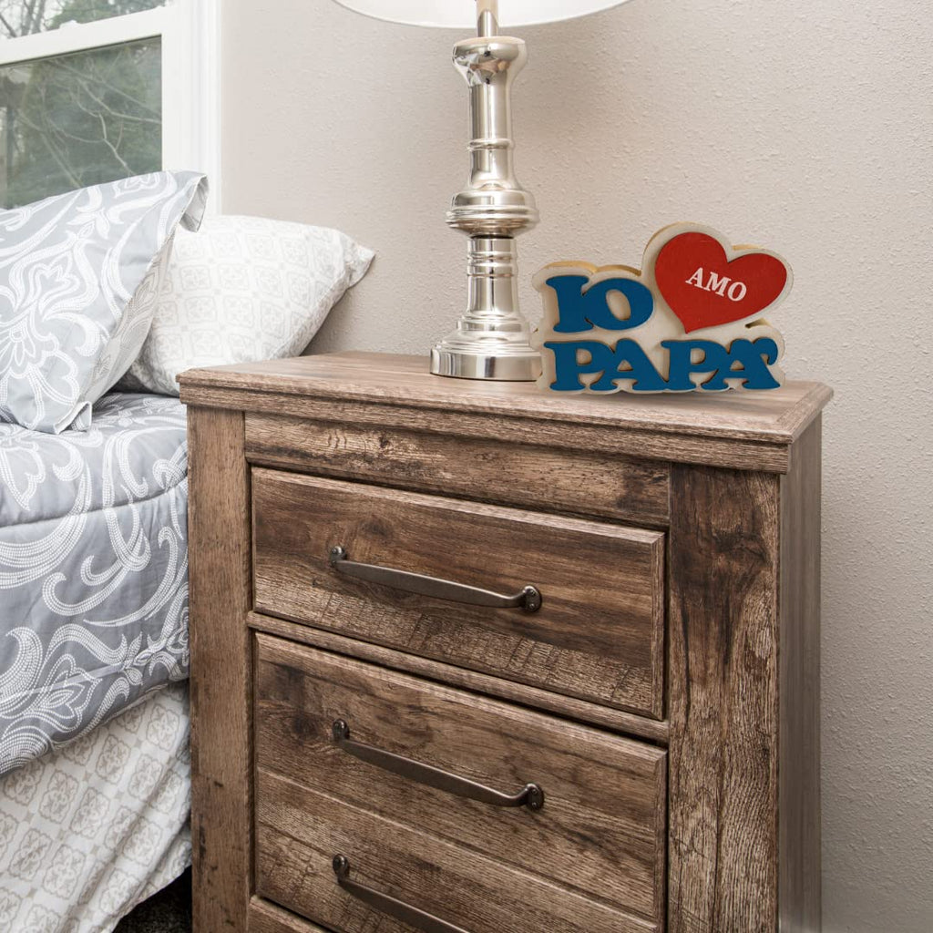 Idee Regalo Tifoso del Napoli - Decorazione Legno Papà 18cm + Bandiera Napoli 90x150cm( Sarò con Te) + Cartolina Napoli in Omaggio by NARAMAKI